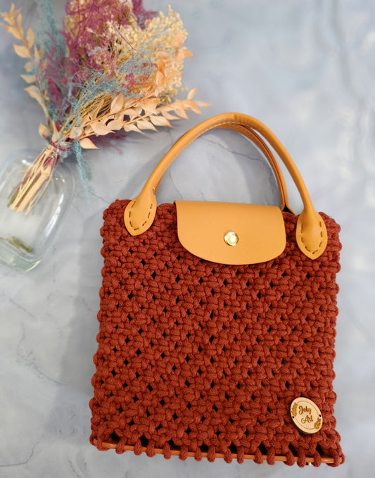 Sac à main macramé rouille