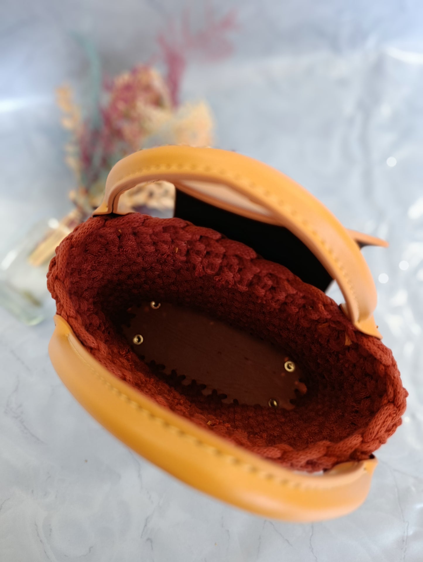 Sac à main macramé rouille