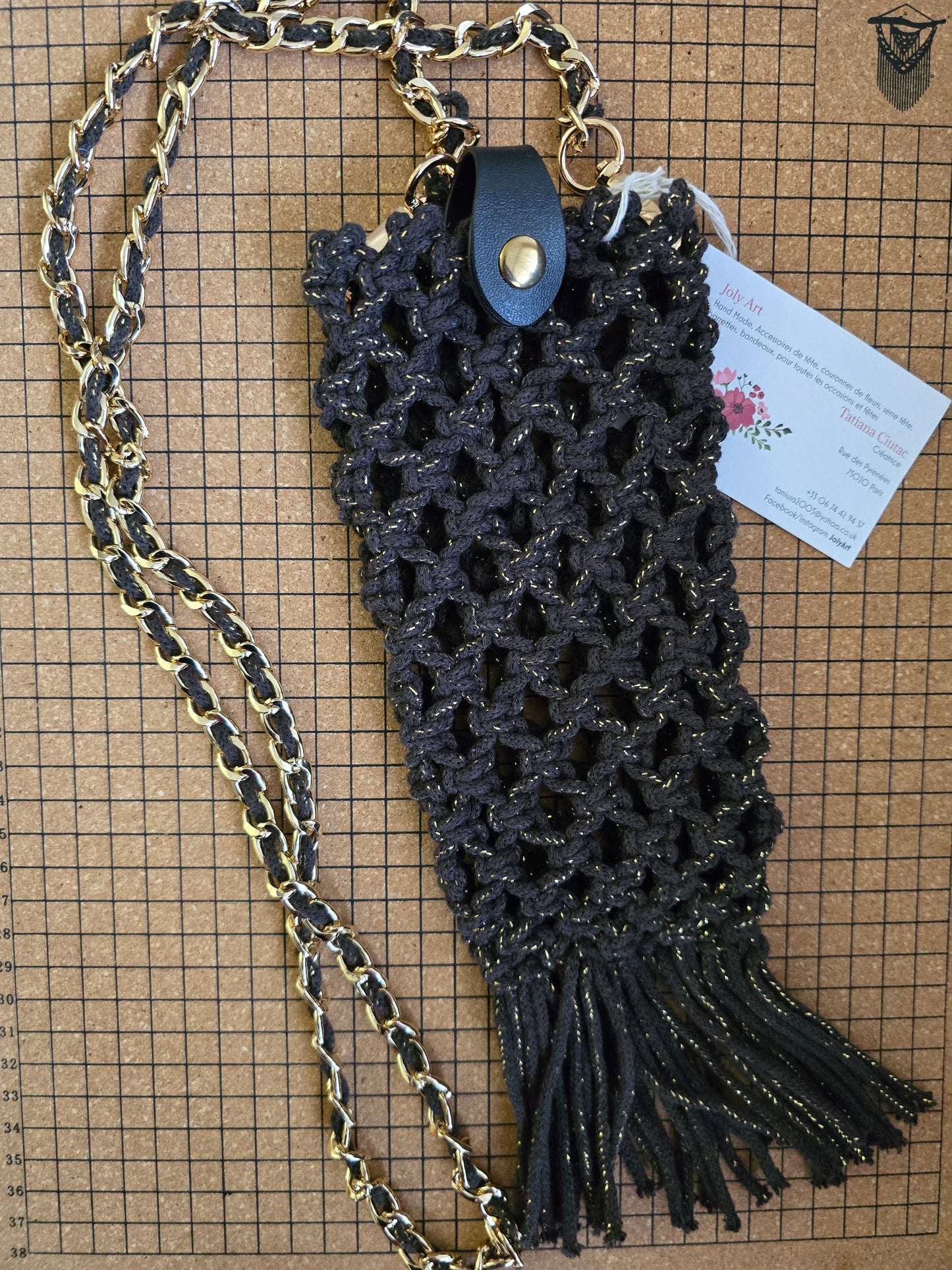 Sac téléphone portable noire doré