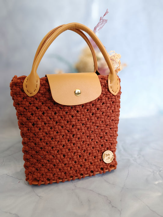 Sac à main macramé rouille
