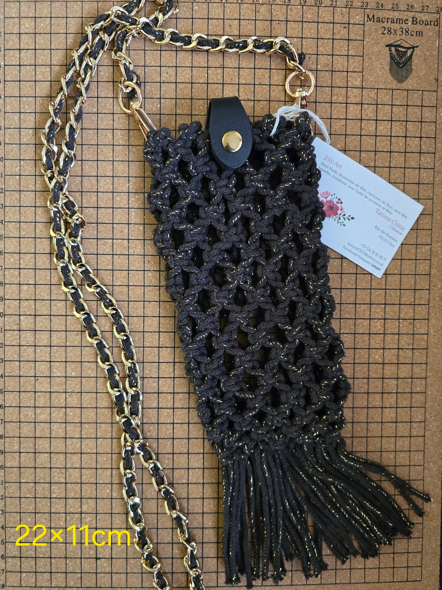 Sac téléphone portable noire doré